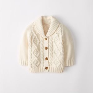 Hanna andersson Cableknit Cardigan In Cotton & Merino 3/6m cream